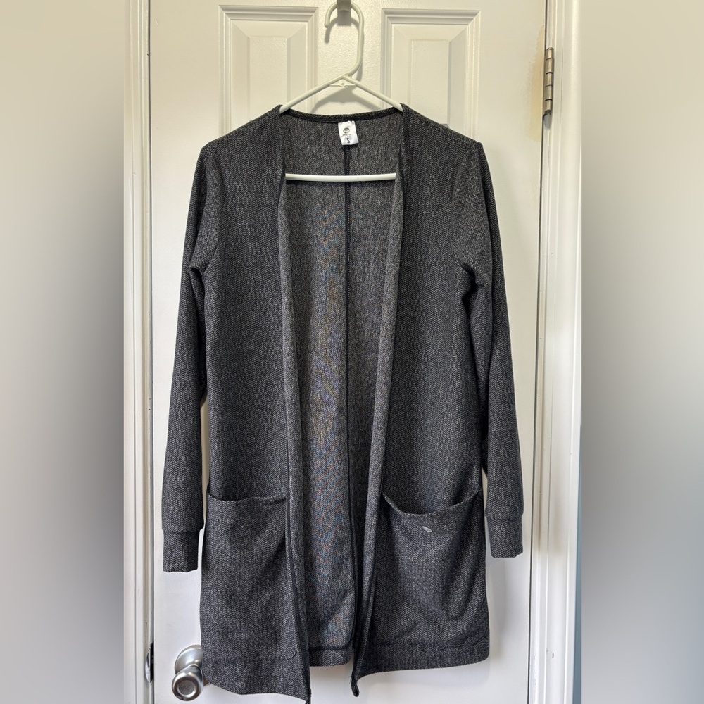 Senita Athletics Women's Two-Toned Long‎ Grey Open Cardigan Size Small